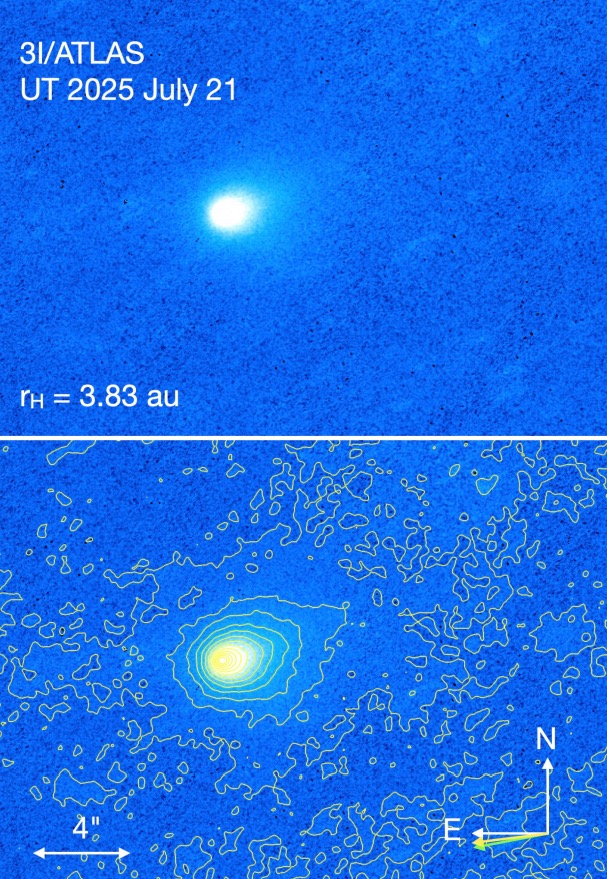 دنباله‌دار اطلس (3IATLAS) شتاب گرفته و آبی‌تر می‌شود!